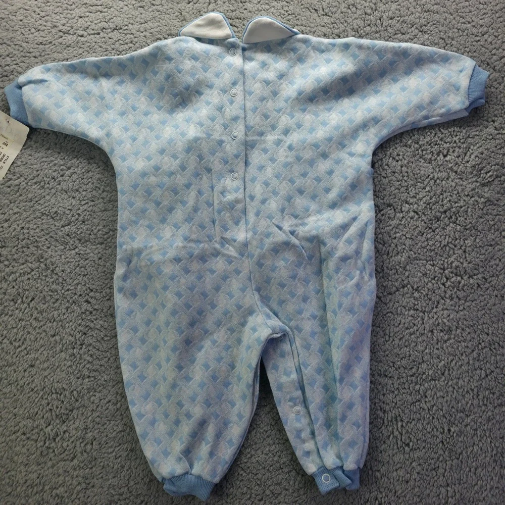 Baby Dior Vintage Blue Teddy Bear Romper One Piece 9M 331-611 NWT